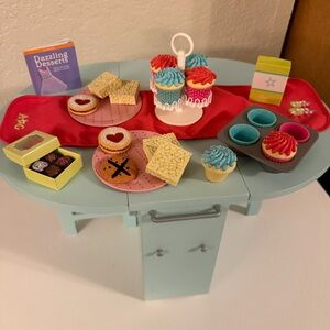 American Girl Baking Table and Accessories